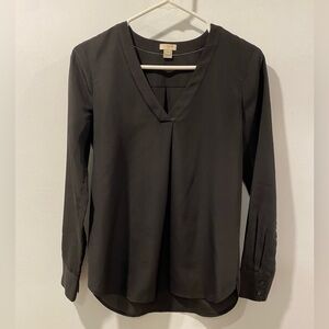 J. Crew V Neck Back Pleat Long Sleeve Top